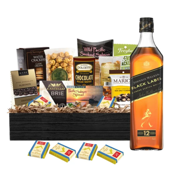 Johnnie Walker Black Label Scotch Whisky 750ml Gift Basket Premium - TAG Liquor Stores Canada | Beer, Wine, Spirits & Gift Baskets Canada-wide Delivery