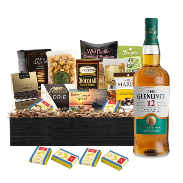 The-Glenlivet-12-Year-Scotch-Whisky-Luxury-Gift-Basket Glenlivet 12 Year Old Single Malt Scotch Whisky 750ml Gift Basket Premium - TAG Liquor Stores Canada | Beer, Wine, Spirits & Gift Baskets Canada-wide Delivery