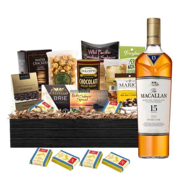 Macallan 15 Years Old Double Cask Scotch Whisky 750ml Gift Basket Premium - TAG Liquor Stores Canada | Beer, Wine, Spirits & Gift Baskets Canada-wide Delivery