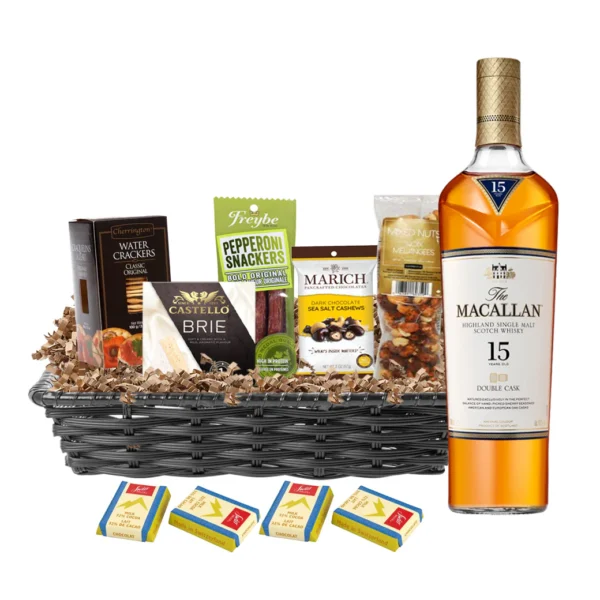 Macallan 15 Years Old Double Cask Scotch Whisky 750ml Gift Basket Premium - TAG Liquor Stores Canada | Beer, Wine, Spirits & Gift Baskets Canada-wide Delivery