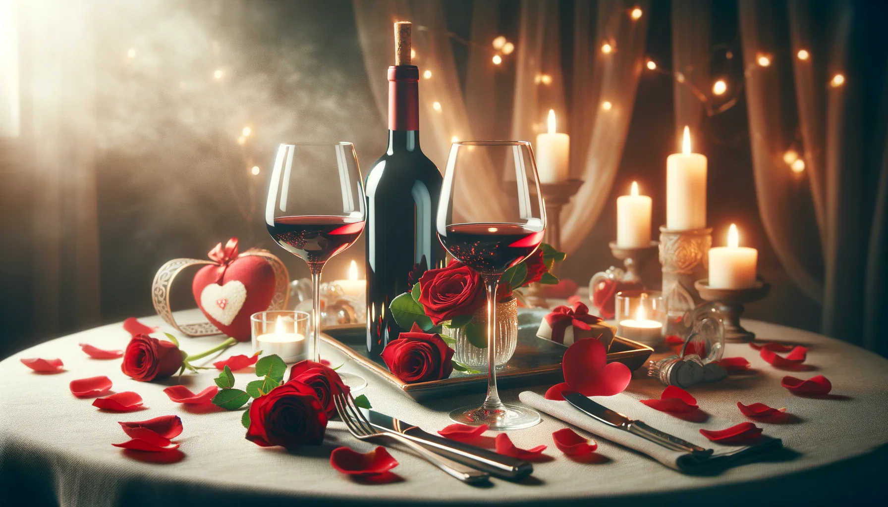 Toast to Love: Discover Tag Liquor Store's Valentine's Day Collection 1 Romantic dinner with wine and roses. TAG Liquor Stores Canada | Beer, Wine, Spirits & Gift Baskets Canada-wide Delivery