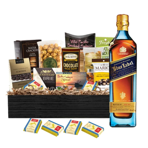 Johnnie Walker Blue Label Scotch Whisky 750ml Gift Basket Luxury